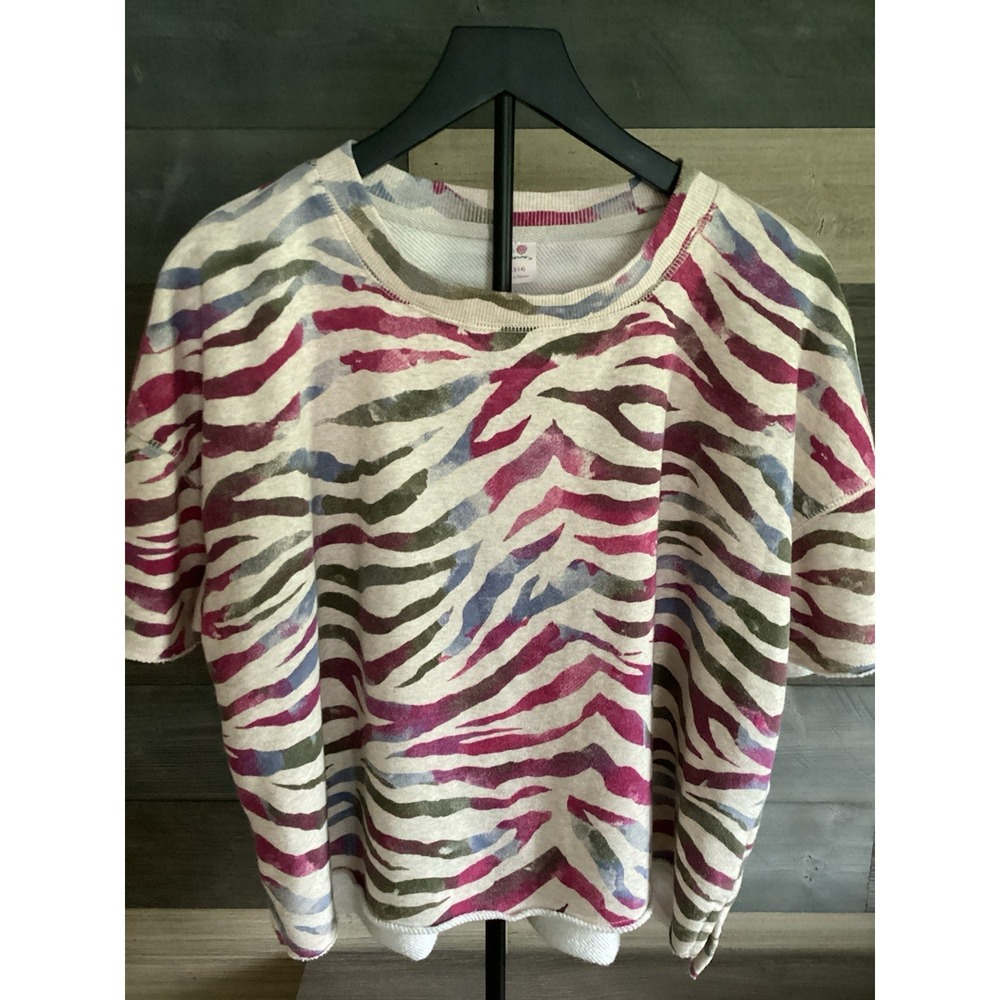 Secret Treasure Women Zebra Cropped Lounge Shirt Large